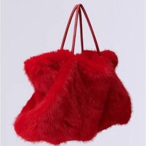 AKIRA Vibrant Red Faux Fur Tote